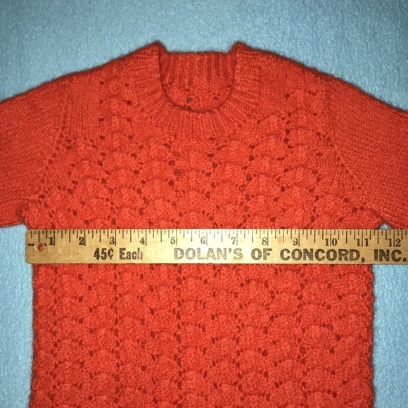 HANDMADE knitted sweater orange crew neck, long sleeves, size 2T - Picture 3 of 6